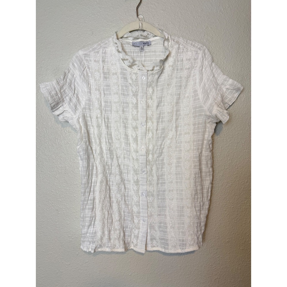 NWT Baltic Born Zara Lace Top White Cotton Ruffle Blouse Cottagecore XL